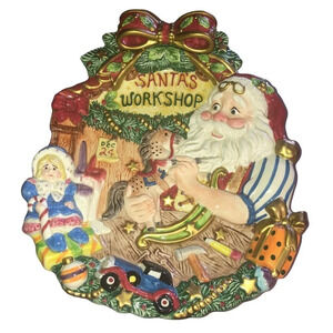 Vintage FITZ & FLOYD Santa's Magic Workshop Canape Serving Christmas Collectible